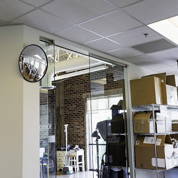 36” Acrylic Outdoor Convex Mirror With Plastic Back, Round Security Mirror for the Garage Blind Spot, Store Safety, Warehouse Side View, Circular Wall Mirror for Personal/Office Use -Vision Metalizers