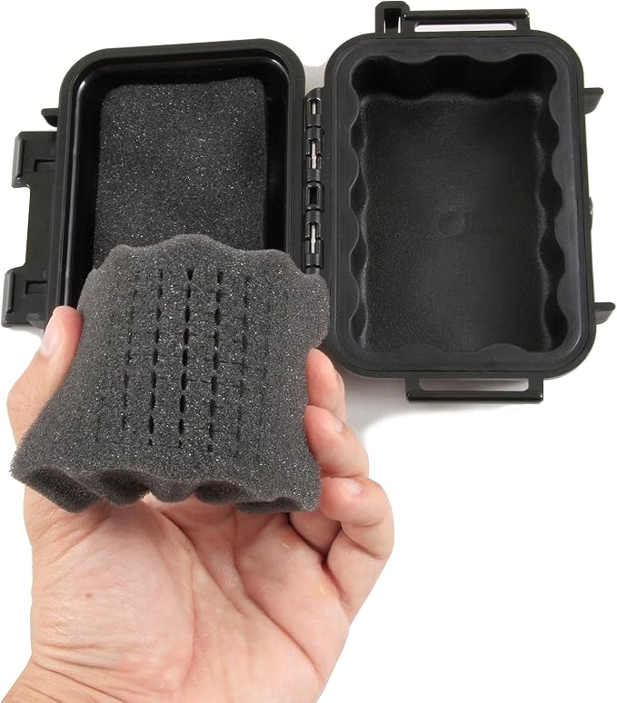 CASEMATIX 5.75" Waterproof Small Hard Case with Customizable Foam for Portable Electronics, Tools and Accessories - Hard Shell Small Plastic Case with Pre-Diced Travel Case Foam Interior