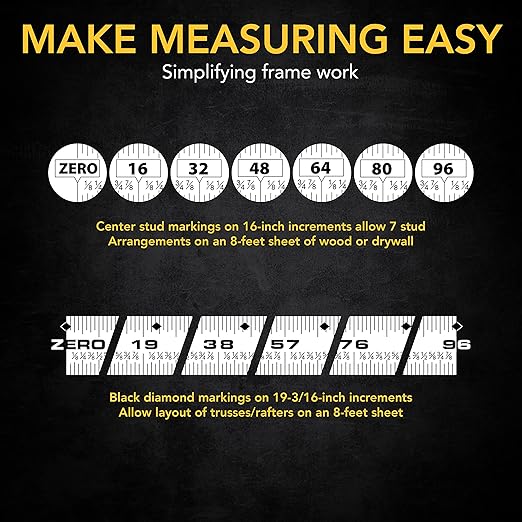 LEXIVON [3-Pack] 25Ft/7.5m AutoLock Tape Measure | 1-Inch Wide Blade with Nylon Coating, Matte Finish White & Yellow Dual Sided Rule Print | Ft/Inch/Fractions/Metric (LX-205X3)