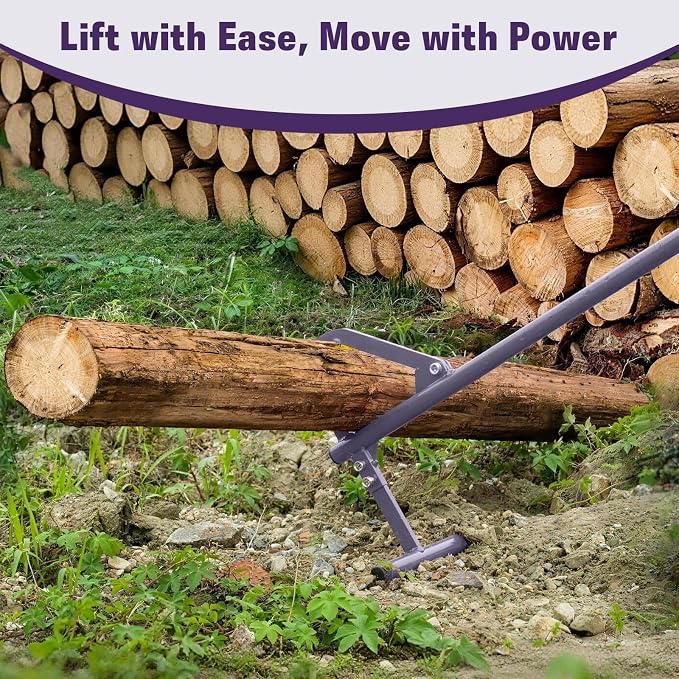 FAHKNS Timberjack Log Roller Lifter, 50.8 inch Adjustable Log Roller Cant Hook, Long Handle Log Roller Tool ups to 25" in Dia Logging Tools, Heavy Duty Steel Log Jack for Rolling and Raising Up Logs