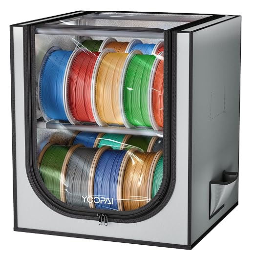YOOPAI 3D Printer Filament Storage Box – 2 Tier Filament Storage Rack with Fabric Cover, Holds Up to 24 Rolls 1KG – 3D Filament Storage Organizer for Home, Workshop & Studio