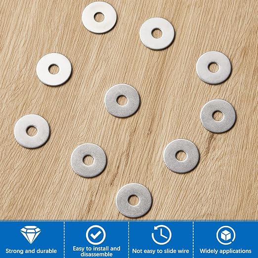 Hotop 200 Pieces Stainless Steel Fender Washers 18-8 Stainless Steel Flat Washer (1/4" X 1")