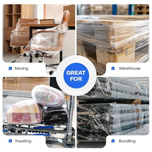 IDL Packaging - F-31-12 3" x 1000' Hand Bundling Stretch Film with Reusable Handle, Clear (Pack of 12)