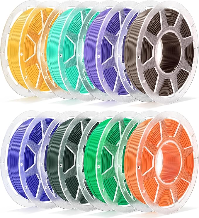 250g Pre-Dried PLA Basic Bundle with Spool for Bambu Lab 3D Printers, Multicolor 1.75mm 3D Printing Filament, 250g Spool, 8 Rolls, Creative Mix