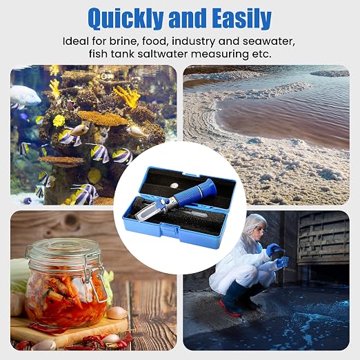 0-28% Salinity Refractometer Sea Water Tester with ATC Hand Held Refractometer for Salt, Aquarium, Industry (Made of Copper Not Cheap Aluminum)