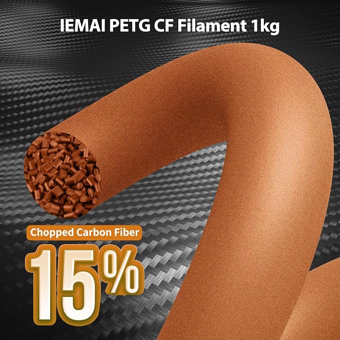 IEMAI Carbon Fiber PETG Filament 1.75mm Matte Orange 1KG, PETG-CF 3D Printer Filament with Dimensional Stability & Low Warpage, High Stiffness, Heat Resistant, Easy Print