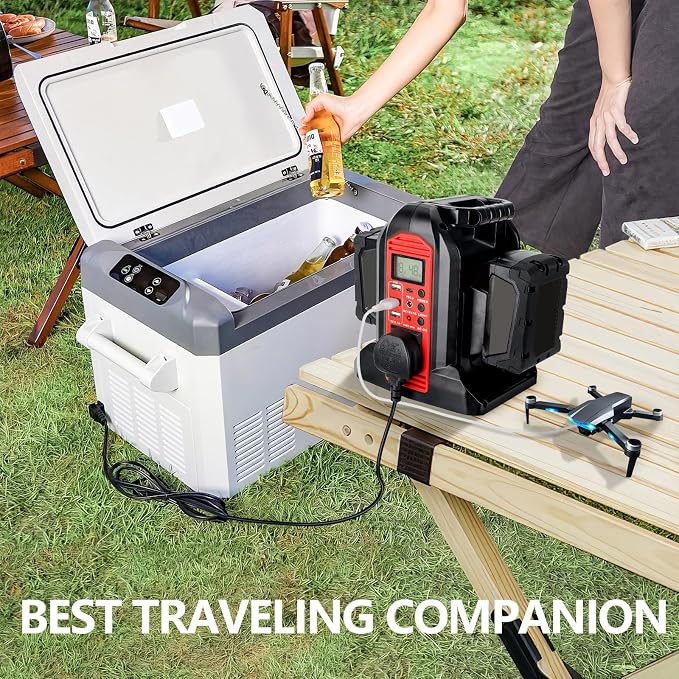 Power Inverter Compatible with Milwauke 18V Battery, 350W Power Supply Inverter Outdoor Generators Converter DC 20V to AC 110V ~120V with AC Outlet &USB Port&Type-C Port& LED Light