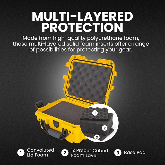 NANUK 905 Hard Case with Foam – IP67 Waterproof Hard Case, Protective Hard-Shell Box for Camera, Drone & Gear – Impact-Resistant, Dustproof, Travel-ready, 12.5” x 10.1” x 6”, Made in Canada – Yellow