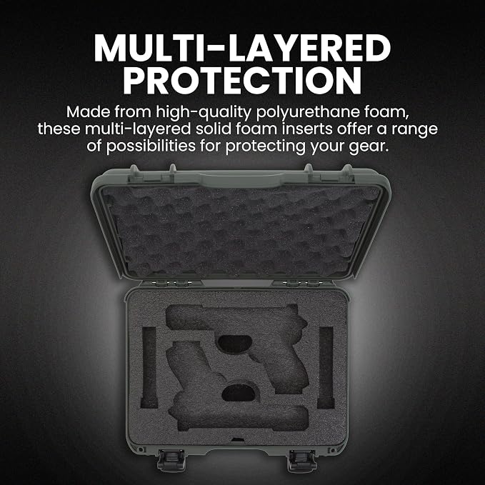 NANUK Hard Case with Custom Foam Insert for Glock, IP67 Waterproof & Crushproof, Rugged Construction for Ultimate Protection, Made in Canada