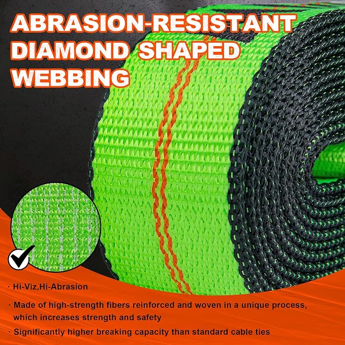 Car Tie Down Straps for Trailers, 4 Pack, 2" x12' Tire Ratchet Straps w/Chain Anchor, 13,200lb Break Strength, Lasso Wheel Straps for Hauling UTV,SUV,Truck