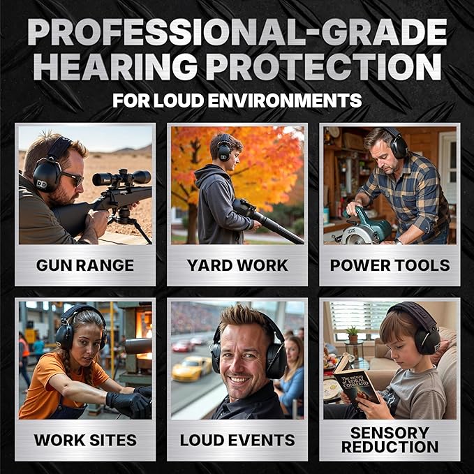 DECIBEL DEFENSE Professional Safety Ear Muffs 37dB NRR - The HIGHEST Rated & MOST COMFORTABLE Ear Protection For Shooting & Industrial Use - THE BEST HEARING PROTECTION...GUARANTEED (WHITE)
