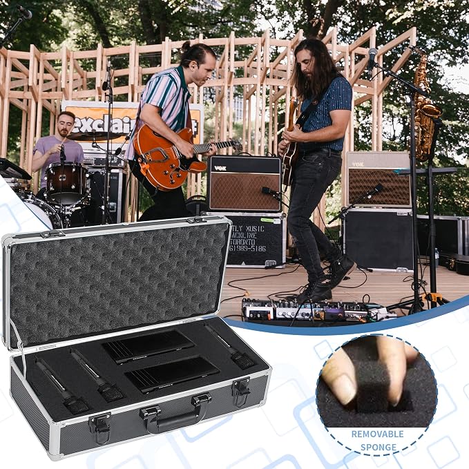 20 Inch Hard Carrying Case Ideal for Wireless Mic System Storage & Camera Gear Transportation, Aluminum Alloy Sturdy Build, Customizable Pre-Diced Foam, Black