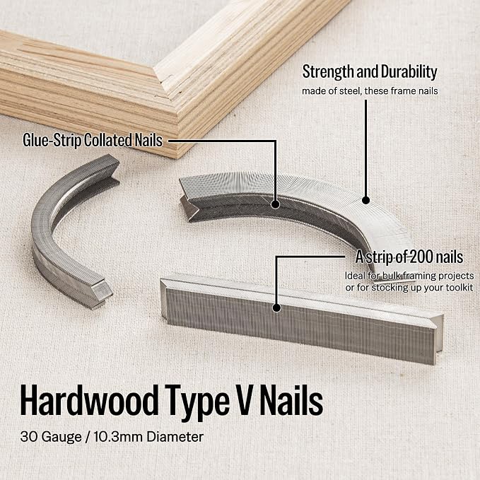 meite Picture Frame Nails 19/32-Inch Length Hardwood V Nails 5-Boxes-Pack | Compatible with V1015B Nailer Joiner Gun, 10.3mm Diameter for Wood Corner Framing