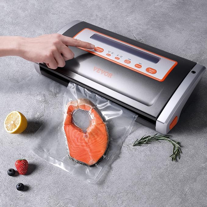 VEVOR 80Kpa Vacuum Sealer Machine,130W Powerful, Multifunctional for Dry and Moist Food Storage, Automatic and Manual Air Sealing System with Built-in Cutter