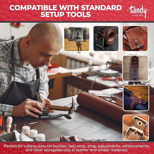 Tandy Leather Craftool Heavy Duty Oblong Punch - Precision Slot Cutting Tool - for Leather Belts, Straps and Buckles - Durable Steel Hand Tool for Consistent Cuts - 1 1/2 Inch Black