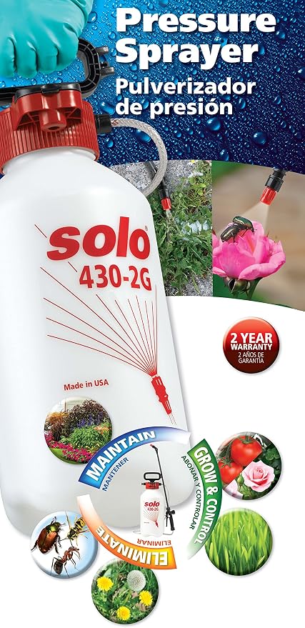 SOLO 425 4-Gallon Professional Piston Backpack Sprayer, Wide Pressure Range up to 90 psi & 430-2G 2-Gallon Farm and Garden Sprayer with Nozzle Tips for Multiple Spraying Needs