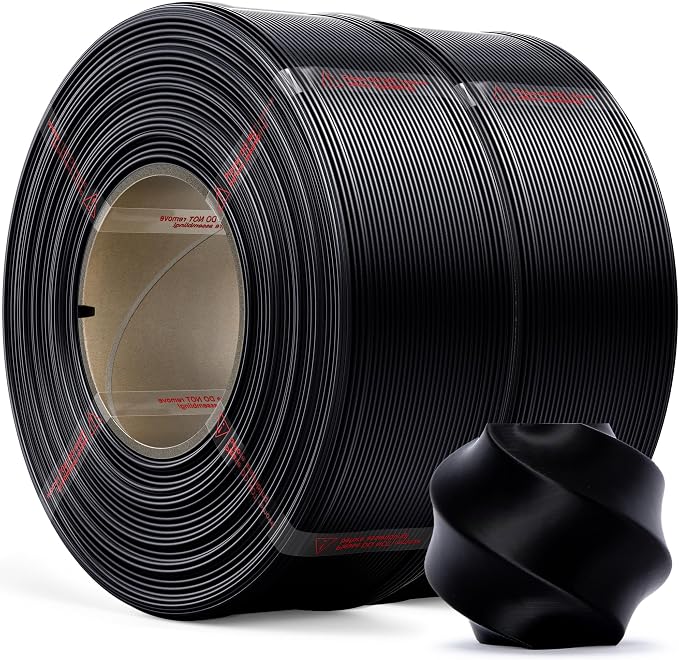 PLA Basic, Pre-Dried Refill Filament 2-Pack Bundle (2kg/4.4lbs) for Reusable Spools, 1.75mm Spool-Less Bulk PLA 3D Printing Filament, Compatible with Bambu Lab 3D Printers – Black x 2