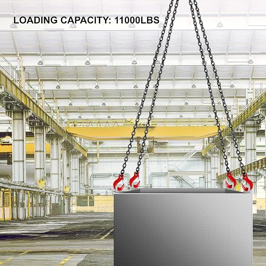 VEVOR Chain Sling 5/16 Inch X 5 Ft Chain Sling for Engine Hoist G80 Alloy Steel Lifting Sling Chains 3 Ton with 4 Leg Grab Hooks