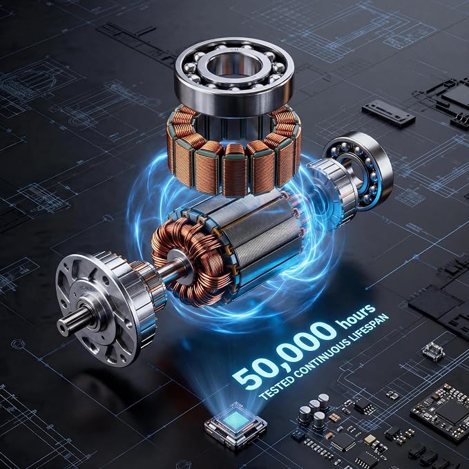 10" Variable Speed Fan - Smart EC Motor, 18-Speed PWM Control | Greenhouse and grow tent use. Pure copper core brushless motor. 40% energy savings. 45dB quiet. Remote control included.