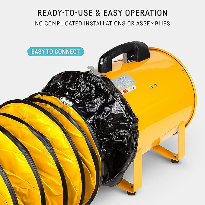 neverest® 12-Inch Industrial Blower Fan, High-Powered 2400 CFM Portable Blower/Exhaust Fan with 32ft Flexible Hose, 7ft Cable/Plug, Heavy-Duty Exhaust Fan for Construction, Workshops
