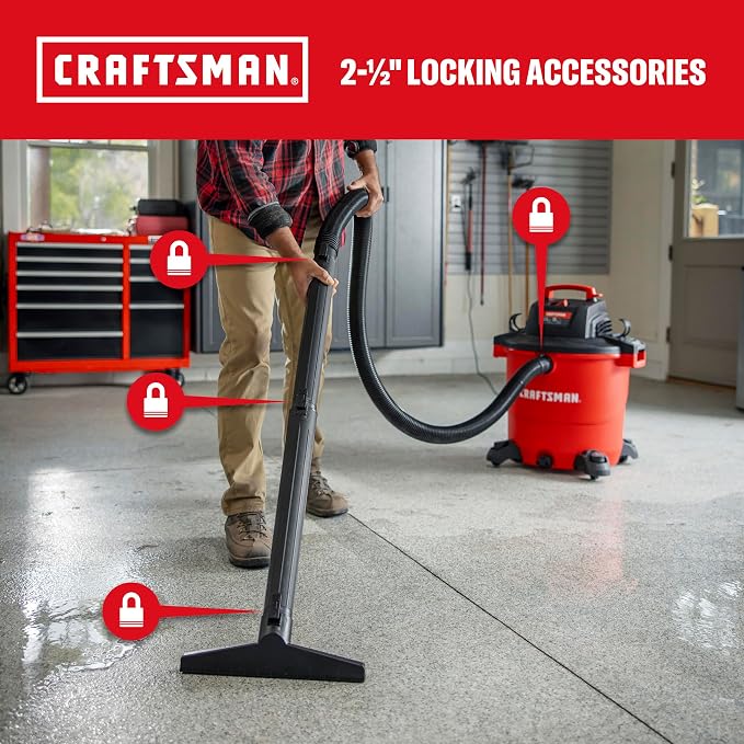 CRAFTSMAN CMXEVBE17596 20 Gallon 6.5 Peak HP Wet Dry Shop Vacuum | Heavy-Duty Wet and Dry Vac with Filter, Dust Bag, Hose and Attachments for Shop, Garage, Jobsite Cleaning