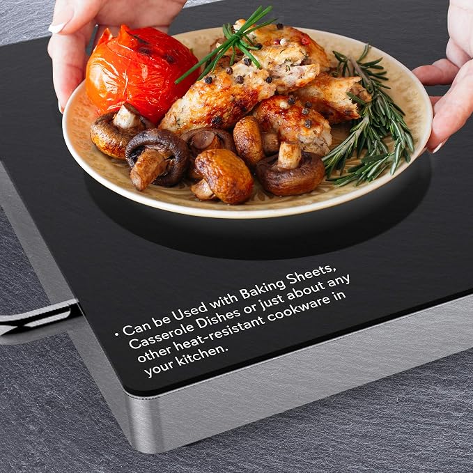 NutriChef Electric Hot Plate Tray Dish Warmer with Black Glass Top | Ideal for Home, Buffets, Parties, Kitchens & Restaurants | Warming Tray for Food | Tortilla Warmer - Dimensions: 16.5 x 11
