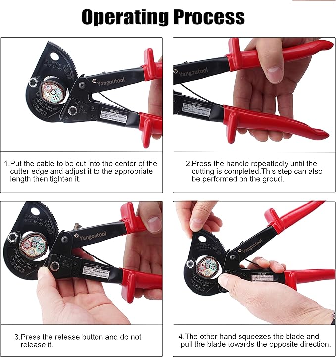 Yangoutool Ratchet Cable Wire Cutter and Heavy Duty Aluminum Copper Ratchet Cable Cutter for Cutting Electrical Wire Up to 240mm² Cutter Pliers