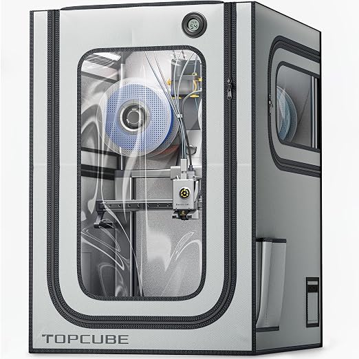 TOPCUBE 3D Printer Enclosure for Bambu Lab A1 Combo, Stainless Steel Frame Enclosure with LED Light for AMS Lite Top Mounting, Fireproof Dustproof Noise Reduction Constant Temperature 3D Printer Cover