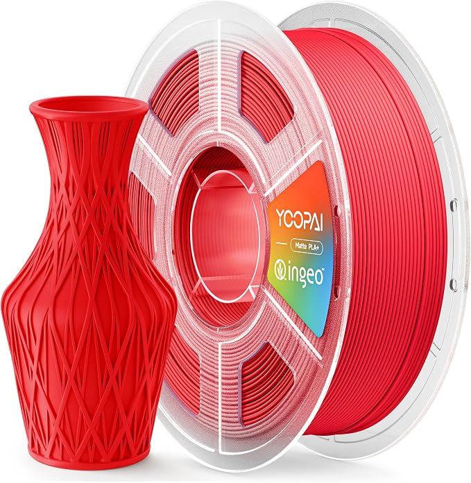 PLA+ Matte Filament 1.75mm, Soft Matte Finish, Reduced Layer Lines, 1KG (2.2lbs) 3D Printer PLA Filament, Dimensional Accuracy +/- 0.02 mm, Scarlet Red