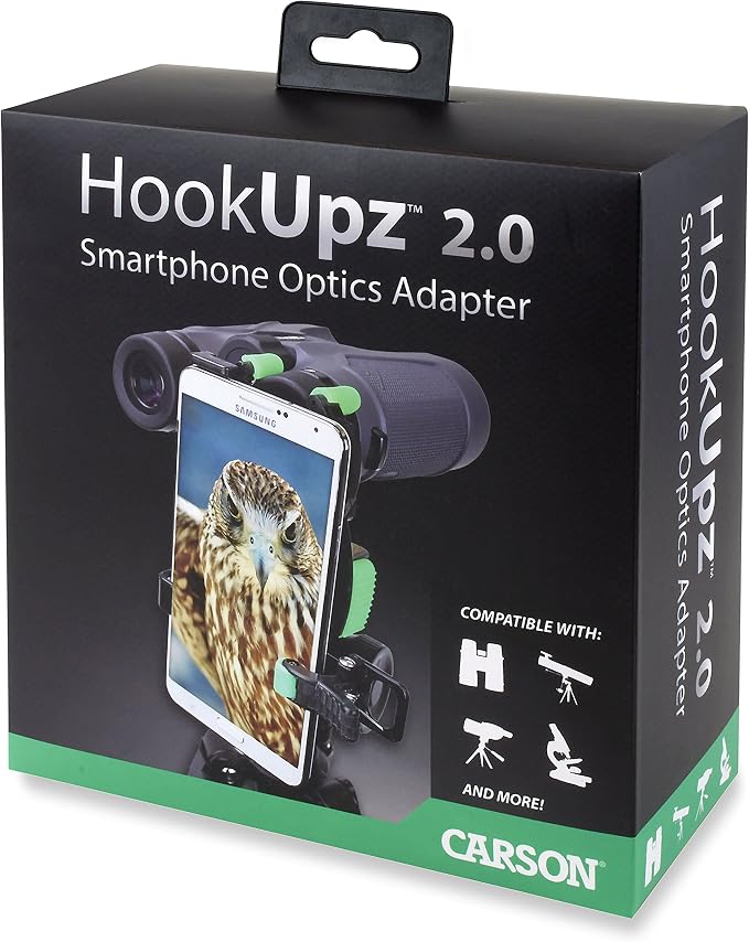 Carson HookUpz 2.0 Universal Smartphone Optics Digiscoping Adapter for Binoculars, Spotting Scopes, Telescopes, Microscopes, Monoculars and More (IS-200)
