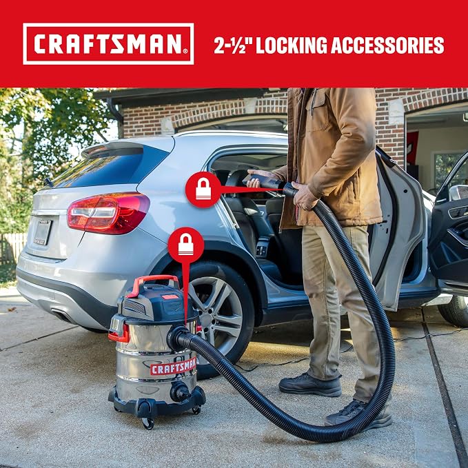 CRAFTSMAN CMXEVBE17155 10 Gallon 6.0 Peak HP Stainless Steel Wet Dry Vac
