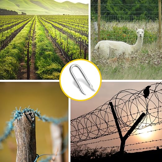 Galvanized Steel U-Shaped Fencing Staples for Mesh Fencing 400pcs | Heavy duty galvanized U fastener nails, sturdy construction, ideal fixing accessory for wire fence installation