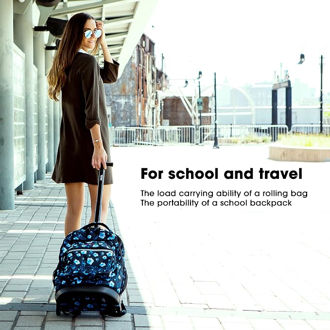 J World Sundance Laptop Rolling Backpack for Girls Boys. Roller Bookbag with Wheels, 20 Inch, Trinket