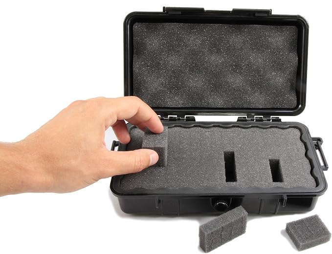 CASEMATIX 9.5" Waterproof Small Hard Case with Customizable Foam for Portable Electronics, Tools and Accessories - Hard Shell Small Plastic Case with Pre-Diced Travel Case Foam Interior