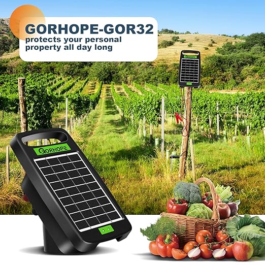 20 Miles Solar Electric Fence Charger,Output 0.32J Electric Fenc e Charger,24-Hour Uninterrupted Protection Solar Fence Chargers, Solars Fence Energizerr that can Work for 14 Days Without Sunlight