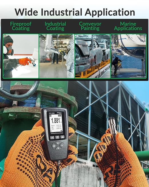 Coating Thickness Gauge CM-208Z – 0-3000µm (0-120 mils) Industrial Paint Thickness Meter, 0.001mil Resolution, External Probe, Fe/NFe Auto Detection, USB Data Export