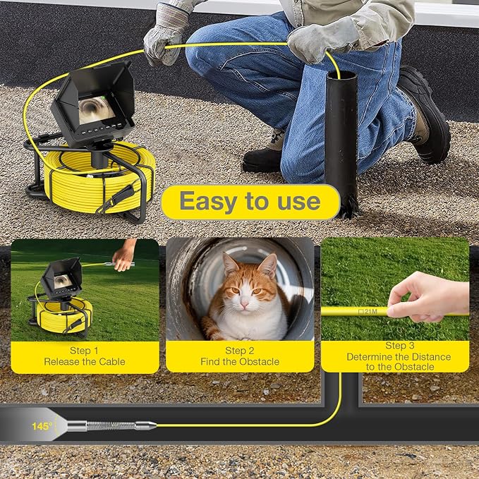 Sewer Camera 100 FT, 4.3" HD Screen, 23mm Industrial Endoscope with Light,32GB Card, Portable Drain Camera with 8500mAh Battery,Ideal for Plumbers and Homeowners(No DVR)