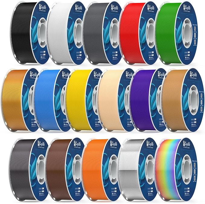 PETG Filament 16KG Color Mix Bundle – 16 Rolls Bundle, 1.75mm ±0.03mm High Precision, High Toughness & Heat Resistance, Compatible with FDM 3D Printers