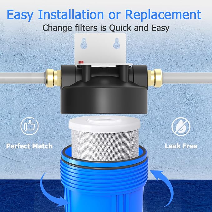 5 Micron 4.5" x 10" Whole House Carbon Water Filter Cartridge | Activated Carbon Block CTO Filter, Reduces Chlorine, Taste & Odor, Fits Standard 10" x 4.5" Big Housings, Pack of 2