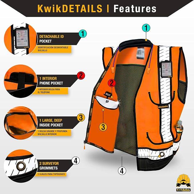 KwikSafety GODFATHER Safety Vest Class 2 & Class 3 ANSI OSHA Hi Vis Vest