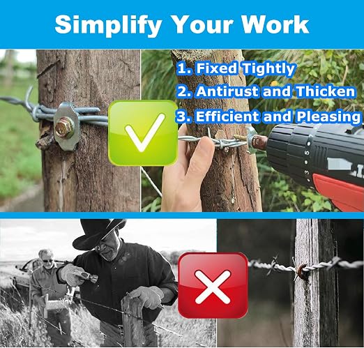 Wire Wood Fencing Fasteners Staple, Fence Nails Clips Post Screw for Wire Mesh and Woven Fencing, Quickly Install with Power Drill (Stainless Steel)