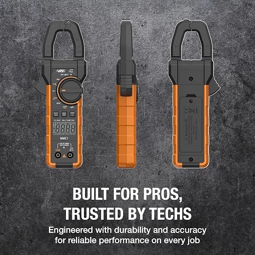 NAVAC NMC1 Digital Clamp Meter - HVAC Multimeter Clamp - Backlit Display - Adjustable Large Jaw - High Precision Chip - Compact Design