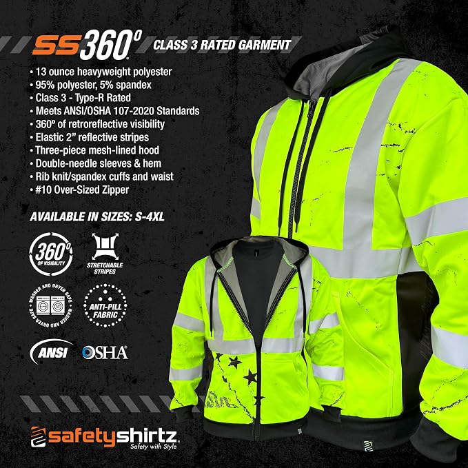 SafetyShirtz SS360 ANSI Class 3 Type R Graphic Hoodie