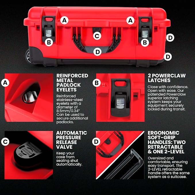 NANUK 935 Wheeled Waterproof First Aid Box Empty – Durable, Medical First Aid Organizer Case, IP67-Rated, Dustproof, Impact-Resistant, and Floats (20.5” x 11.3” x 7.5”) – Red | Empty Wheeled First Aid Case, Interior 20.5×11.3×7.5 in, Nk-7 Impact-Resist...