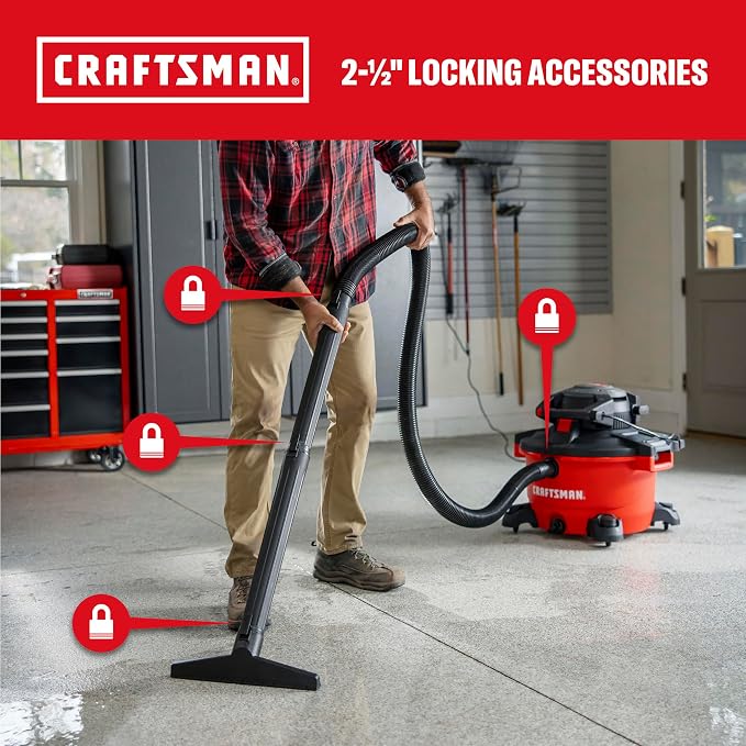 CRAFTSMAN CMXEVBE17606 12 Gal. 6.0 Peak HP Wet Dry Vac with Detach Blower | Portable Shop Vacuum Wet and Dry with Filter, Dust Bag, Hose and Attachments for Garage, Outdoor Cleaning
