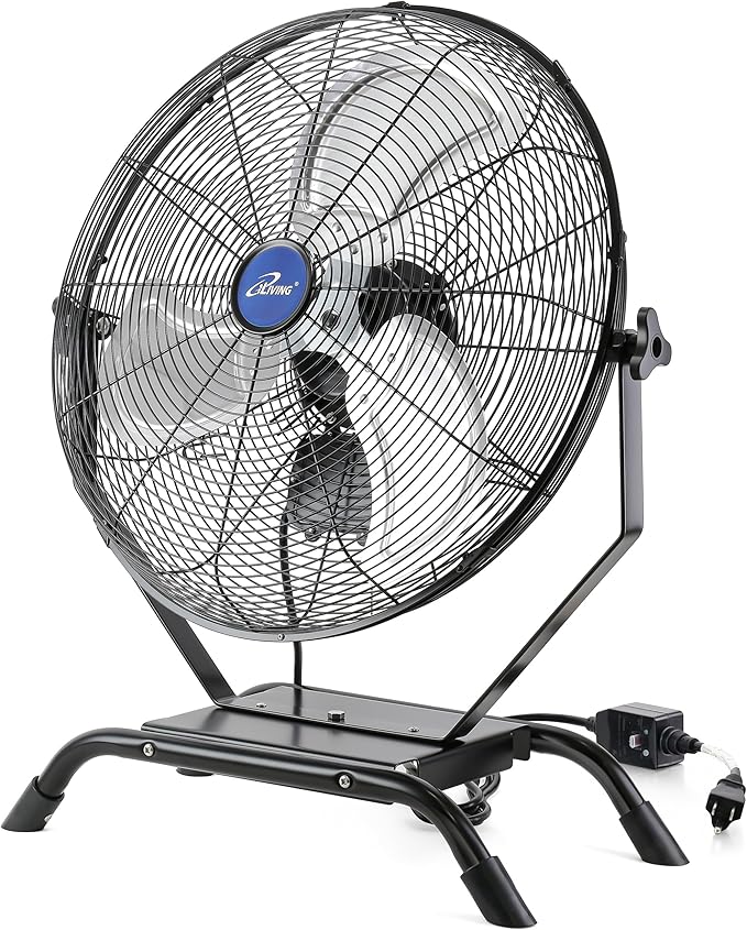 iLiving 20" Wall Mounted/Floor Stand Variable Speed Indoor/Outdoor Fan, Industrial grade for Patio, Greenhouse, Garage, Workshop, and Loading Dock, 4650 CFM, Black
