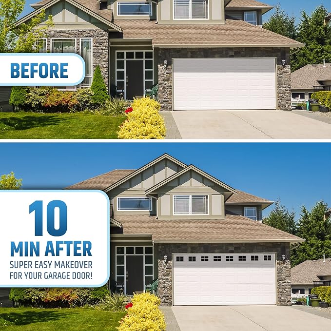 Strong & Glossy Magnetic Garage Door Windows (Size Small) - Looks Like Real Window Panels/Faux Panes - Easy to Align & Will Never Fall (Upgraded Magnets) | Fits 2 Car Garage | 32pcs 3.25"X5.5"