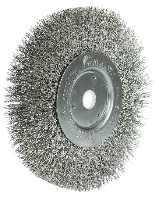 Weiler 01705 6" Narrow Face Crimped Wire Wheel, .0118" Stainless Steel Fill, 5/8"-1/2" Arbor Hole, Made in the USA (Pack of 2)