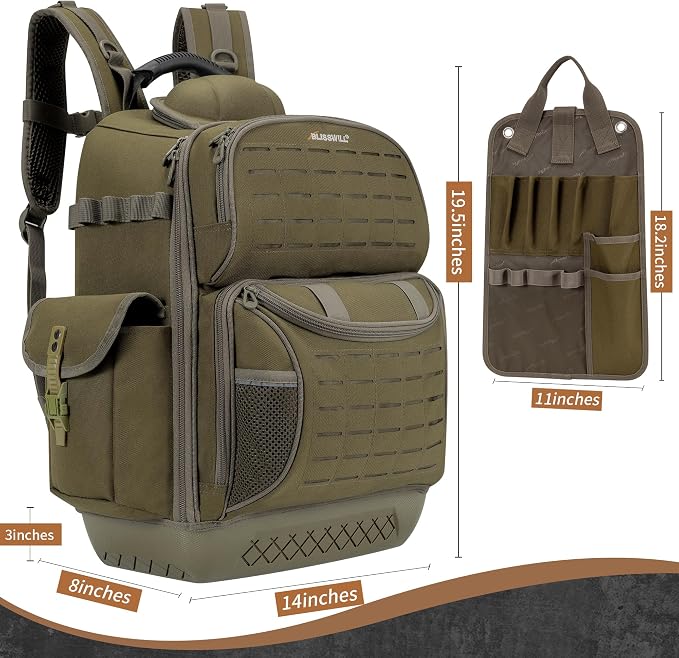 BLISSWILL Tool Bag Backpack for men,Heavy Duty Tool Backpack Bag with Waterproof Molded Base，62 Pockets/40 Loops Heavy Duty Tools Organizer Bags/Electrician/Industrial/Construction Work Backpack
