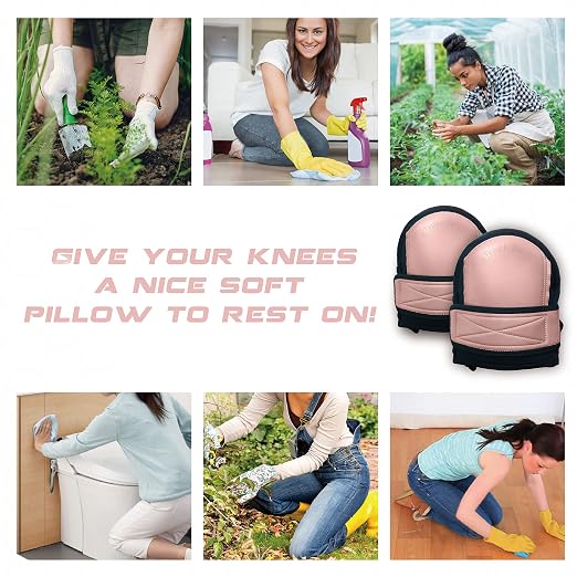 Super Soft Leather Knee Pads for Work with Non-Slip Strap, Shorts Available, Replaceable Inner Cushion for Construction, Garden, Clean, Floor, and Garage, Pink for Woman